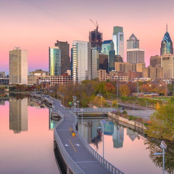 Panorama di Philadelphia dal fiume