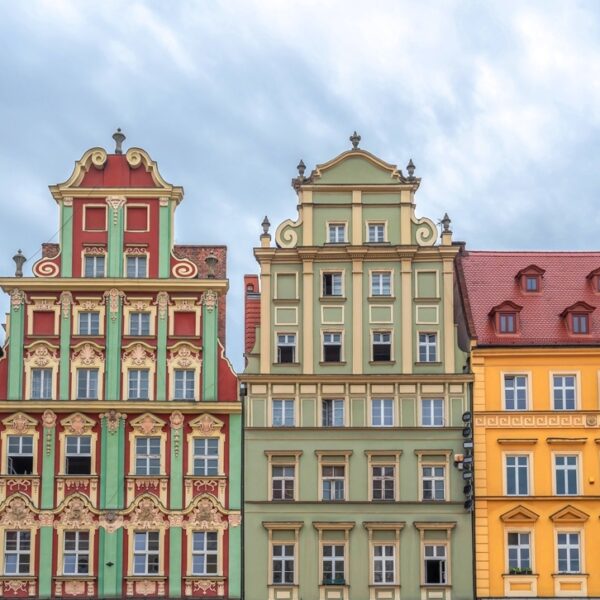 Case colorate nel centro di Breslavia (Wroclaw), Polonia