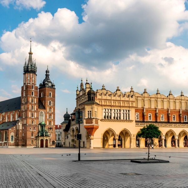 Piazza nel centro di Cracovia, Polonia